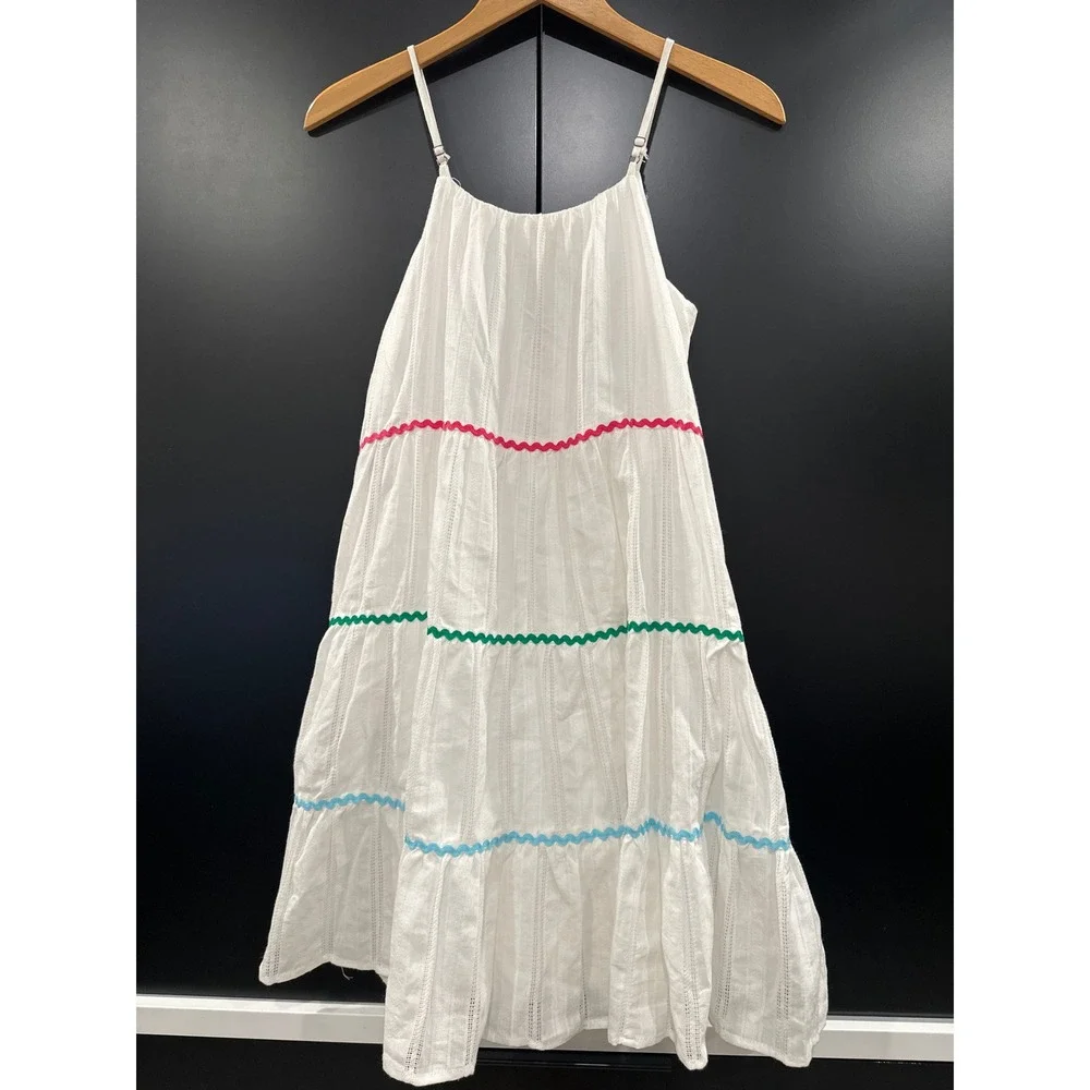 Hayden Girls White Tiered Cotton Rickrack Trim Sundress XL GY8212 NEW